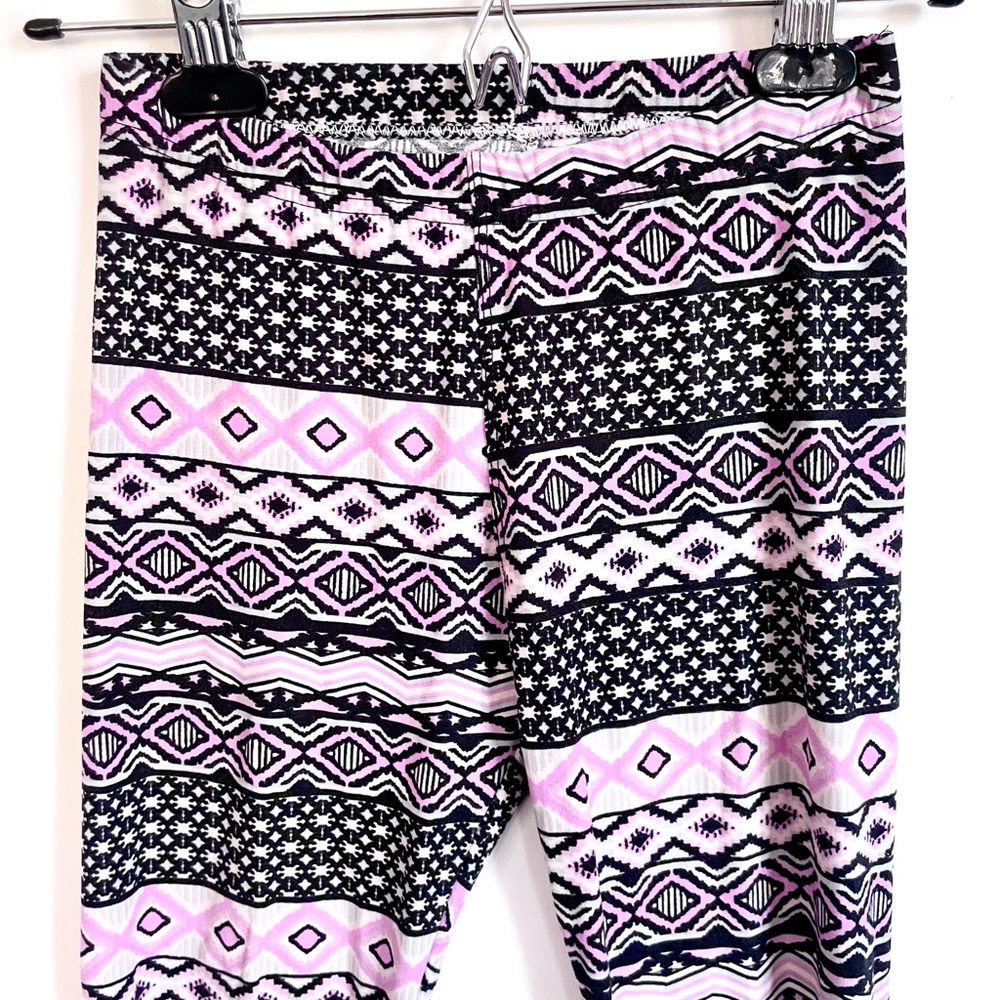 4/$20💥Geometric Patterned Leggings, Super Soft & Stretchy, White & Lilac Purple